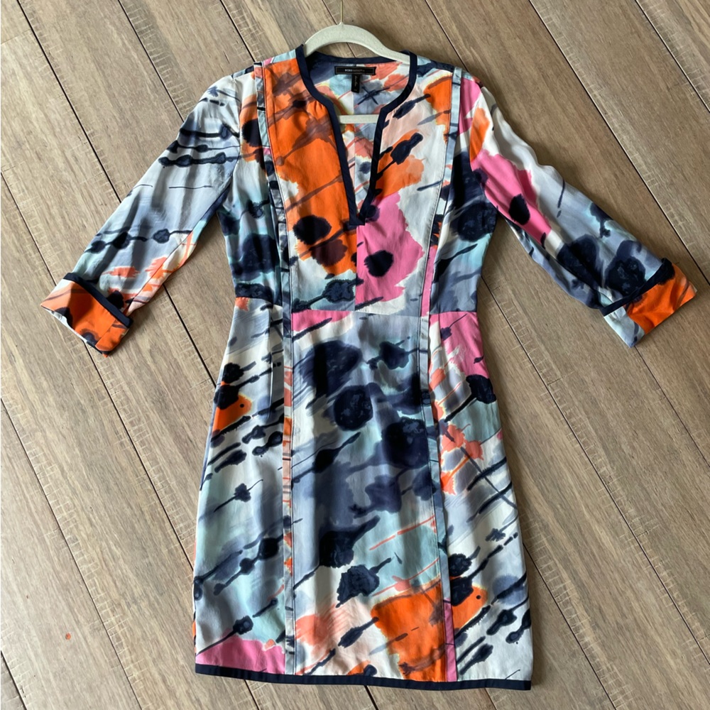 100% silk BCBG spring dress - 3/4 sleeve